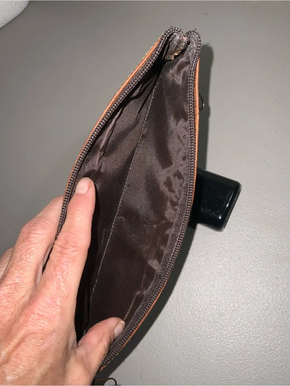 Leather Trim Black Matrix Dot Makeup Pencil Case From Africa